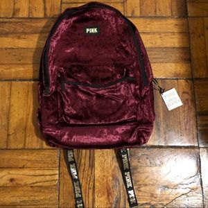 pink velvet backpack